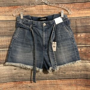 Express extreme high rise frayed shorts